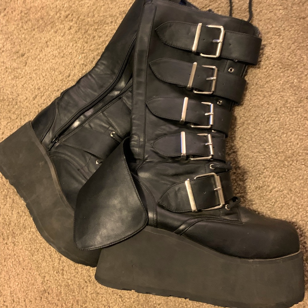 Tall black Demonia boots